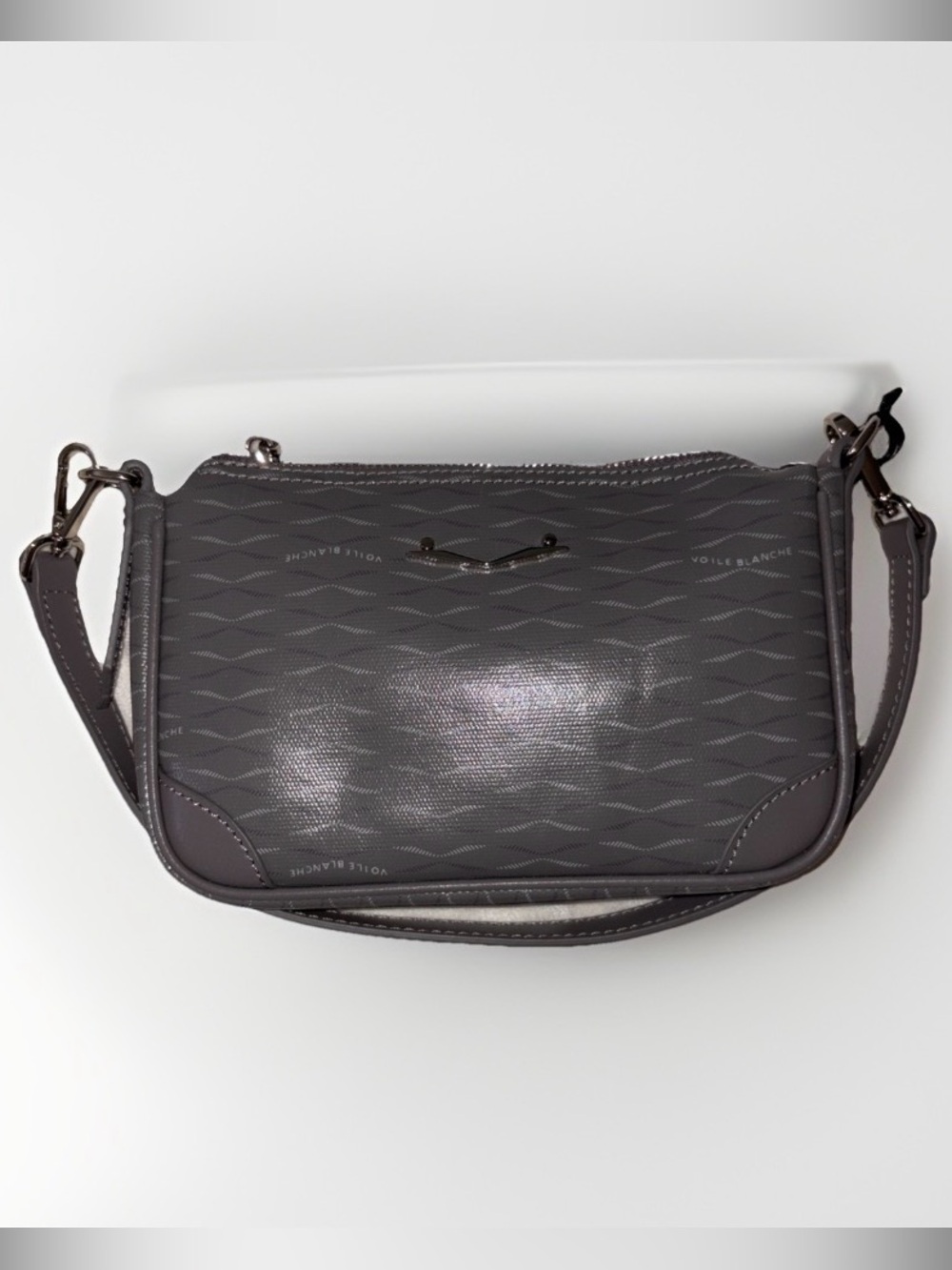 NWT VOILE BLANCHE Cocktail Monogram Small Purse in Cool Grey - Picture 3 of 13